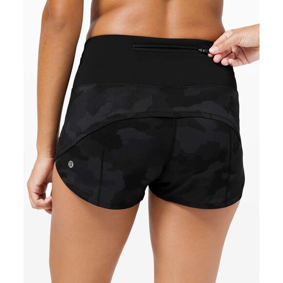 Lululemon Speed Up Short High-Rise 2.5" Heritage 365 Camo Deep Coal Multi Black - Picture 2 of 5